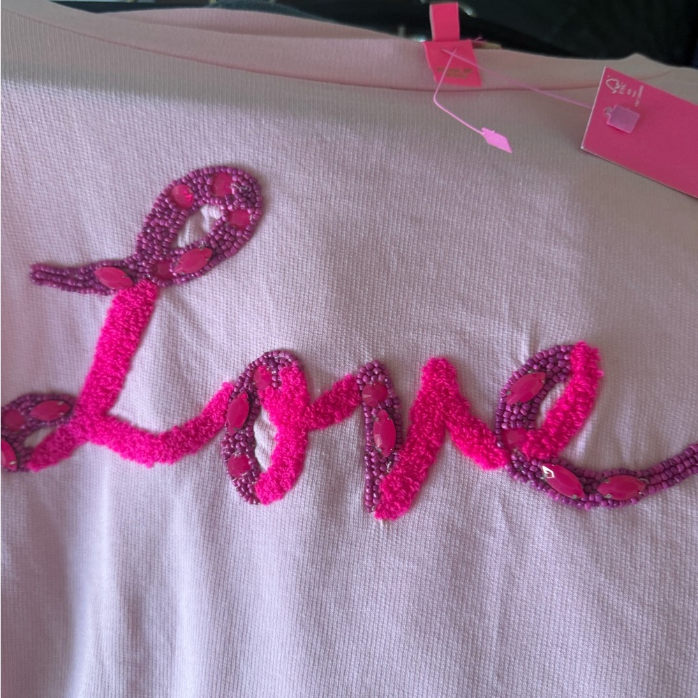 Lilly Pulitzer, NWT, pink 'Love' Long-Sleeve Women's sweatshirt, size medium - Picture 4 of 5